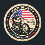 Spearfish Canyon South Dakota Motorcycle Magnet<br><div class="desc">Spearfish Canyon done in a vintage,  distressed style emblem. Gradually climbing from the town of Spearfish on the northern edge of the Black Hills,  this canyon is one of the gateways into the heart of an ancient mountain range.</div>
