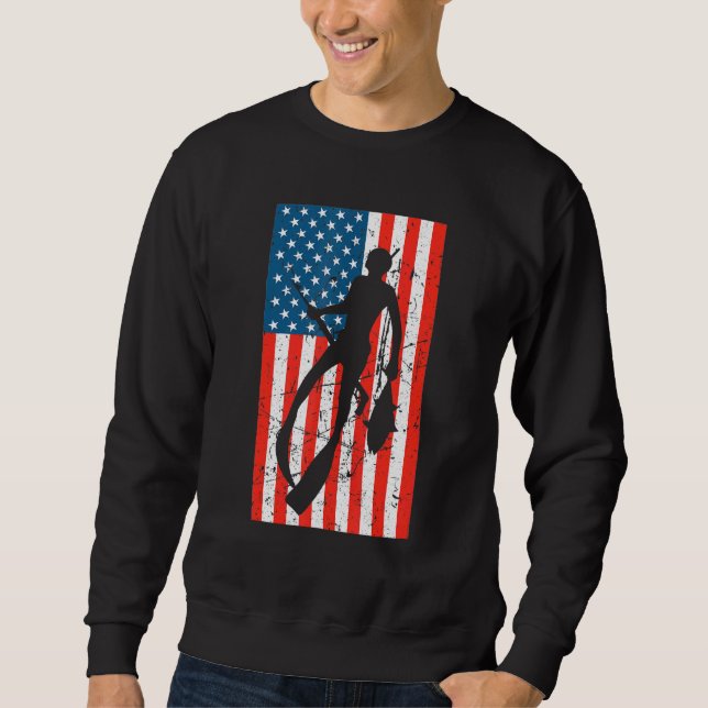 Spearfishing American Flag Spear Fishing Usa Sweatshirt (Front)