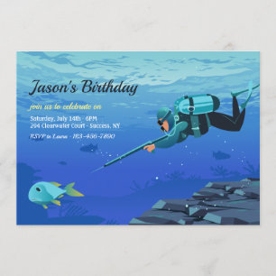 Spearfishing Birthday Invitation