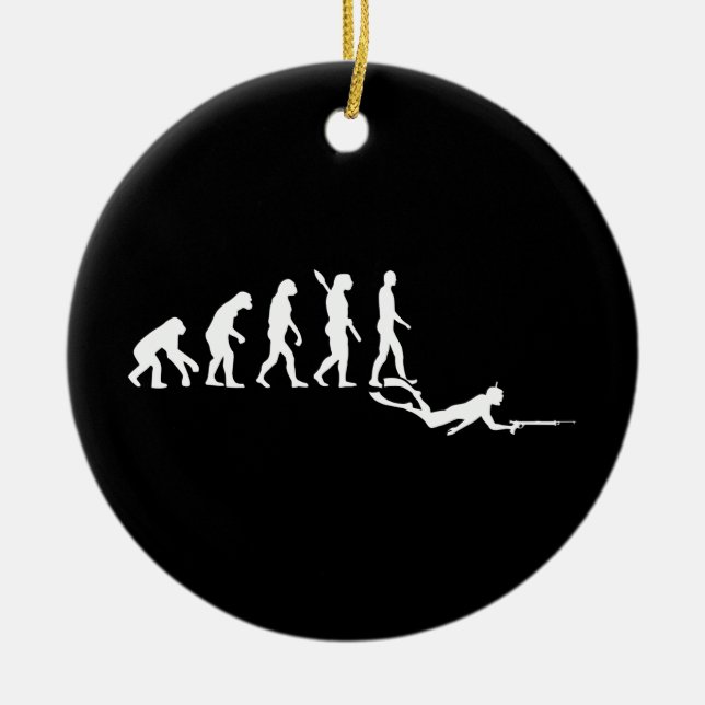 Spearfishing evolution ceramic ornament (Front)