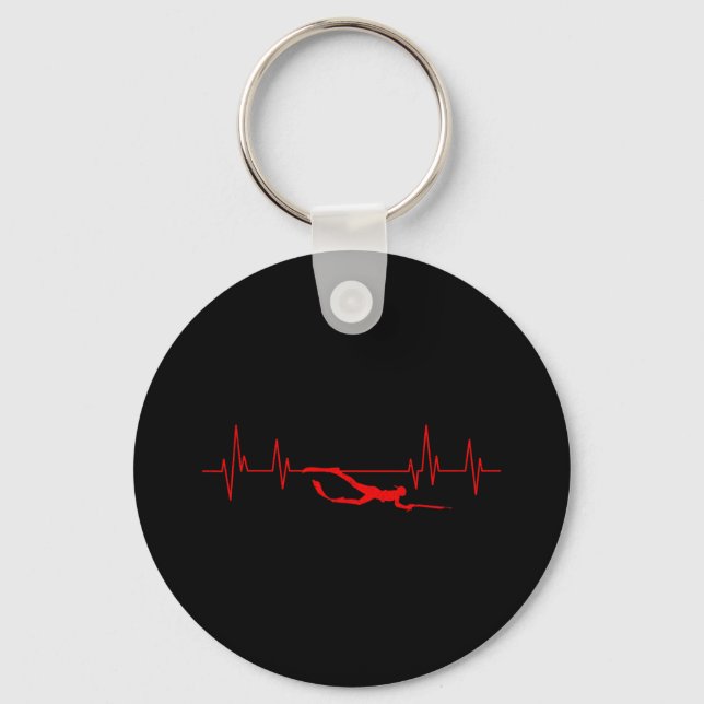 Spearfishing Heartbeat Diving Spearfisherman Hunti Key Ring (Front)