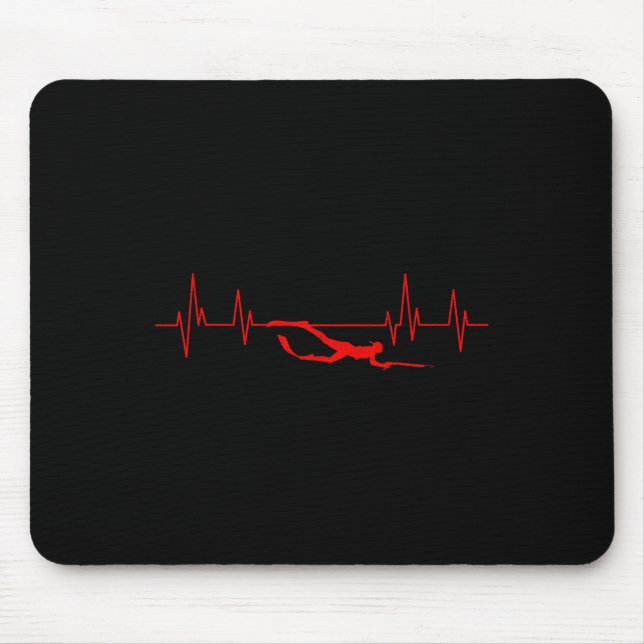 Spearfishing Heartbeat Diving Spearfisherman Hunti Mouse Pad (Front)