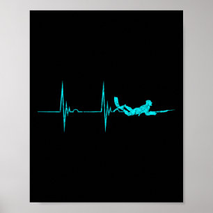 Spearfishing Heartbeat Ekg Pulse Dive Spearfisher Poster