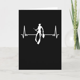 Spearfishing Heartbeat Spear Fishing Gift Dad Mum Card