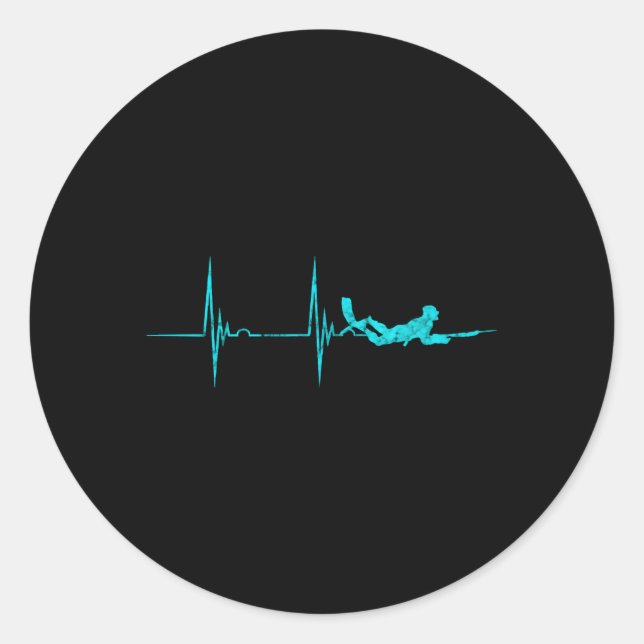 Spearfishing Hebeat Ekg Pulse Dive Spearfisher Hun Classic Round Sticker (Front)