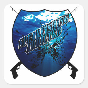 Spearfishing Logo   Fishing   Water Square Sticker