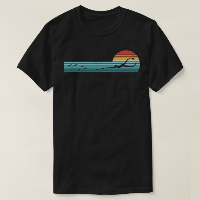 Spearfishing Retro Vintage Sunset Gift T-Shirt (Design Front)