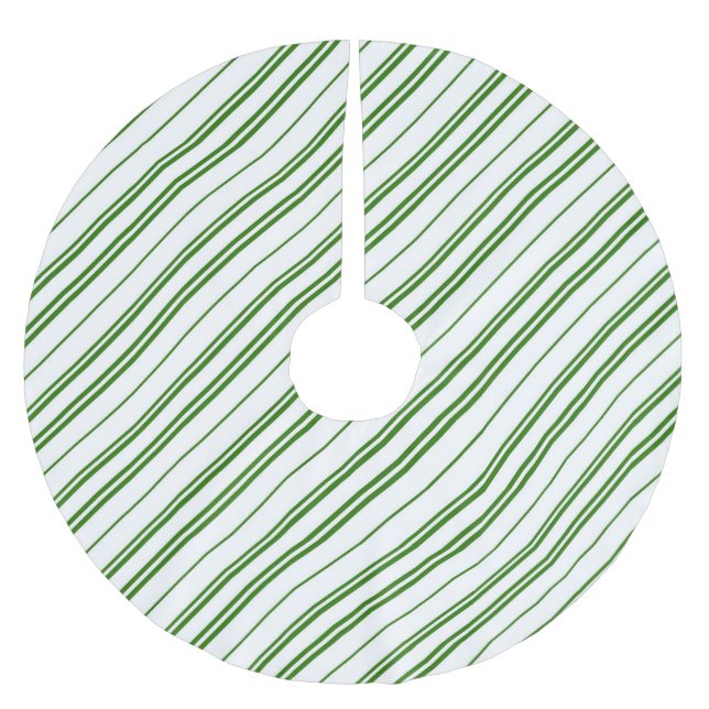 Spearmint Candy Cane Christmas Stripes Brushed Polyester Tree Skirt (Front)