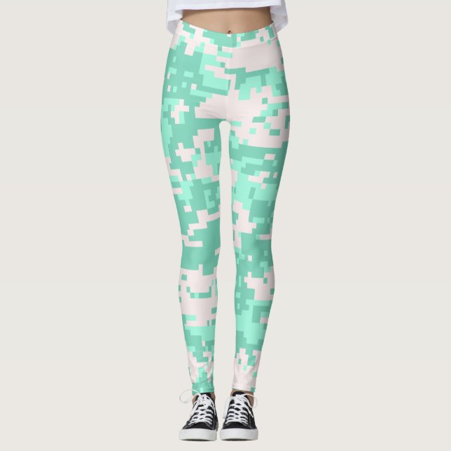 Spearmint Digital Camo Pattern Leggings (Front)