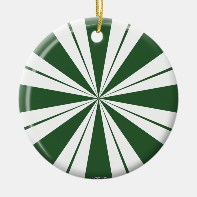 Spearmint Stripe Candy Ceramic Ornament (Front)
