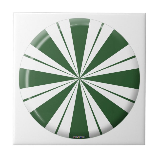 Spearmint Stripe Candy Ceramic Tile (Front)