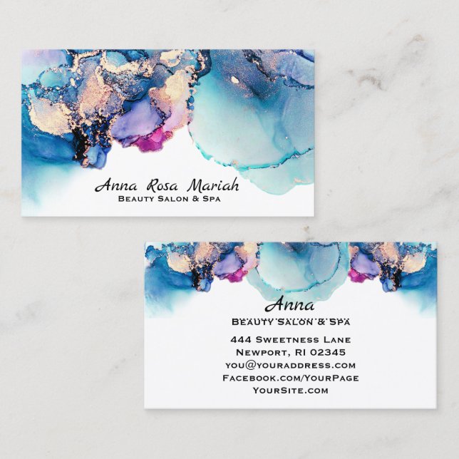 *~* Spec O. Yummy Teal Turquoise Gold AP29 Gilded  Business Card (Front/Back)