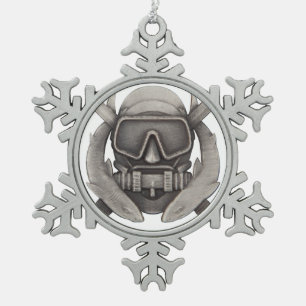 Spec Ops Diver Snowflake Pewter Christmas Ornament