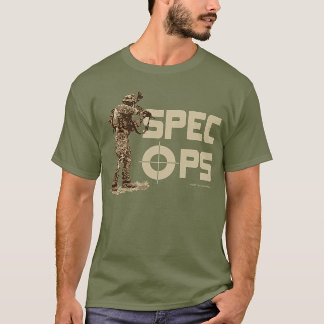 Spec Ops on Men's Fatigue Green T-Shirt (Front)