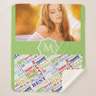 Special 100th Birthday Party Photo Monogram Sherpa Blanket