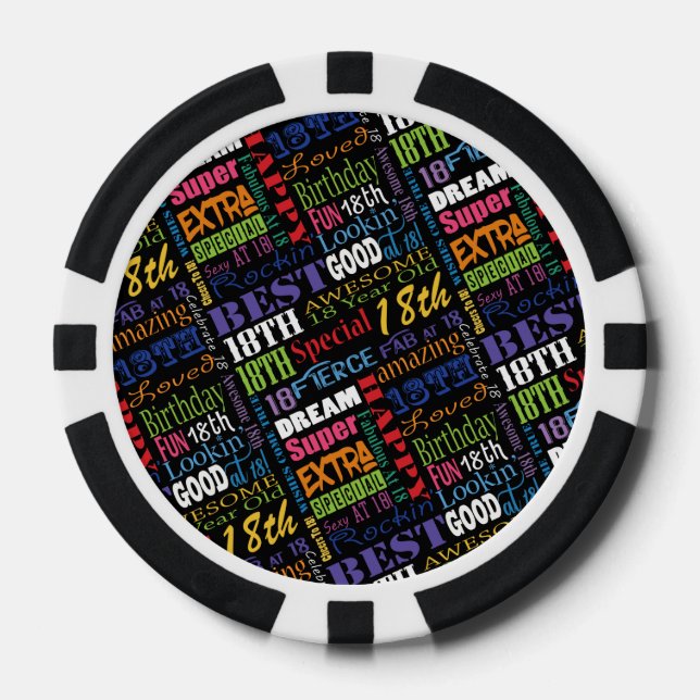 Special 18th Birthday Party Photo With Monogram Poker Chips (Front)
