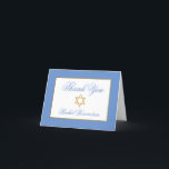 Special 1 Bat Mitzvah Blue Gold Folded Thank You Card<br><div class="desc">Bat Mitzvah Blue Gold Thank You Note Card</div>