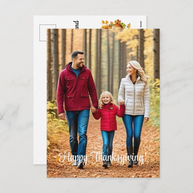 Special 1 Family Photo Happy Thanksgiving Holiday Postcard (Front/Back)