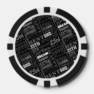 Special 25th Birthday Party Photo With Monogram Poker Chips
