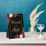 Special 2- 5x7 Burgundy Black Wedding Cards Gifts Plaque<br><div class="desc">Watercolor Floral Burgundy Black & Gold Wedding Cards Gifts Table Plaque</div>