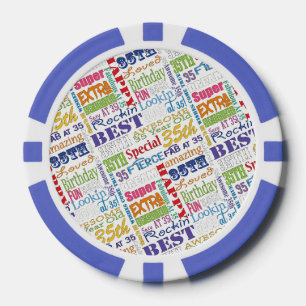 Special 35th Birthday Party Personalised Monogram Poker Chips