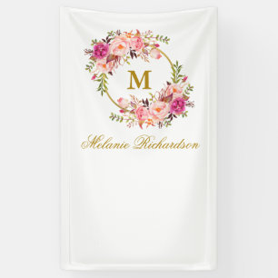 Special 3 - Watercolor Pink Floral Gold Banner
