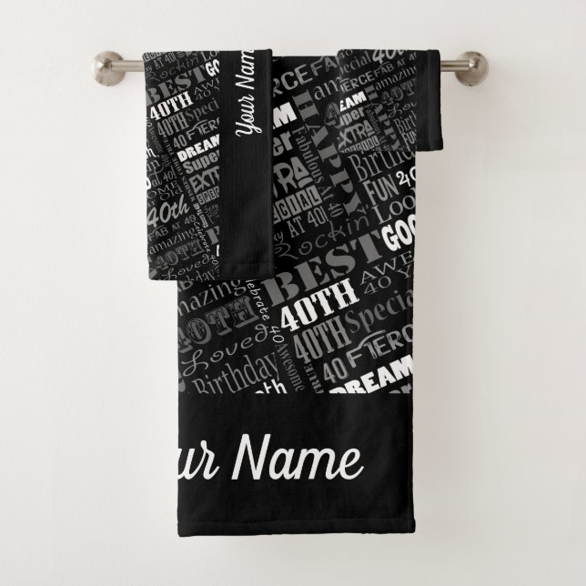 Special 40th Birthday Party Personalised Gifts Bath Towel Set (Insitu)