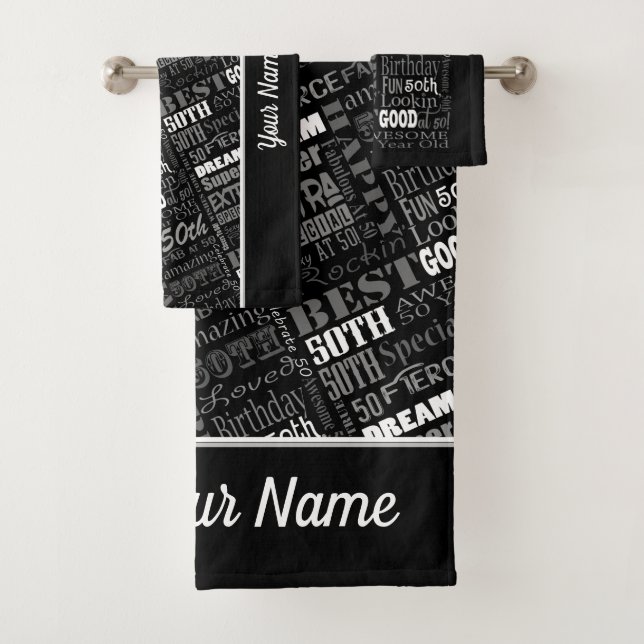 Special 50th Birthday Party Personalised Gifts  Bath Towel Set (Insitu)