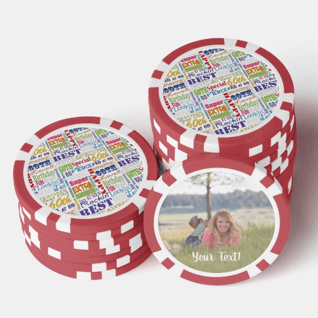 Special 60th Birthday Party Personalised Monogram Poker Chips (Stack)