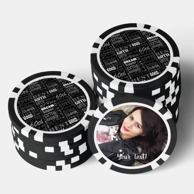 Special 60th Birthday Party Photo Monogram Poker Chips (Stack)