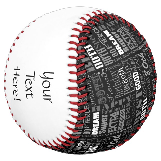 Special 80th Birthday Party Personalized Monogram Softball (Angled)