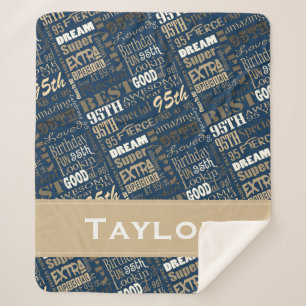 Special 95th Birthday Party Photo Monogram Sherpa Blanket