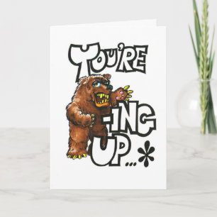 Special age birthday card with grizzly bear