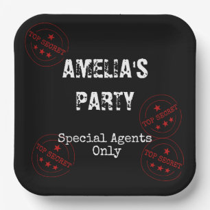 Special Agent - Spy Theme Top Secret Party Paper Plate