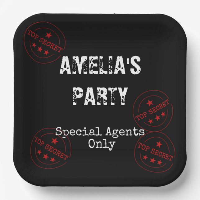 Special Agent - Spy Theme Top Secret Party  Paper Plate (Front)