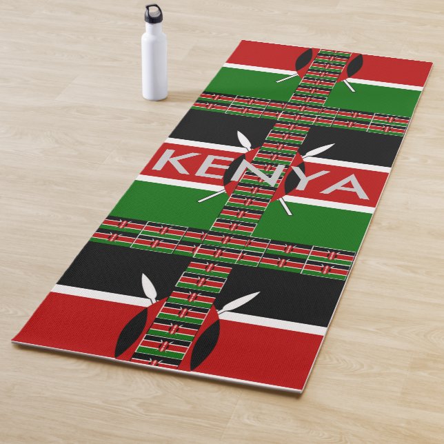 Special Beautiful Kenyan National Flag Art Colours Yoga Mat (In Situ)