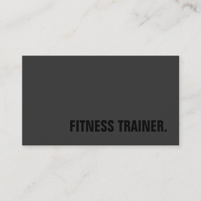 Special Black Out Grey Fitness Trainer Trendy Business Card (Front)
