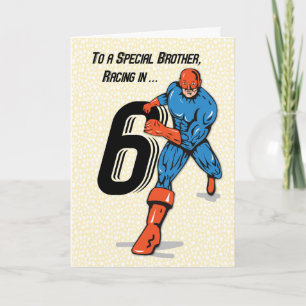 Special Brother 6th Birthday Superhero Card
