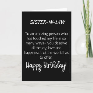 SPECIAL CARD FOR SPECIAL SISTER-IN-LAW'S BIRTHDAY