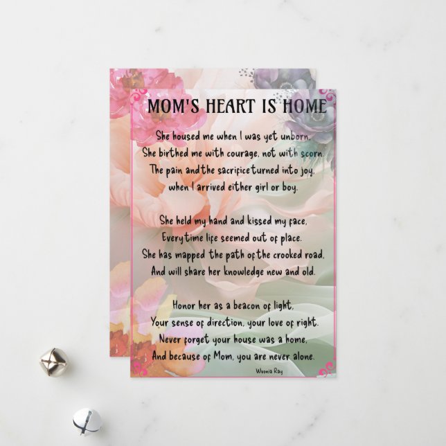 Special card Tribute for Mum-Flat Holiday Card (Front/Back In Situ)