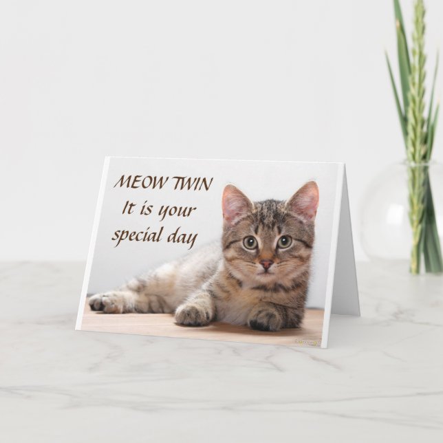 **SPECIAL CAT'S BIRTHDAY WISH TO SPECIAL TWIN** CARD (Front)