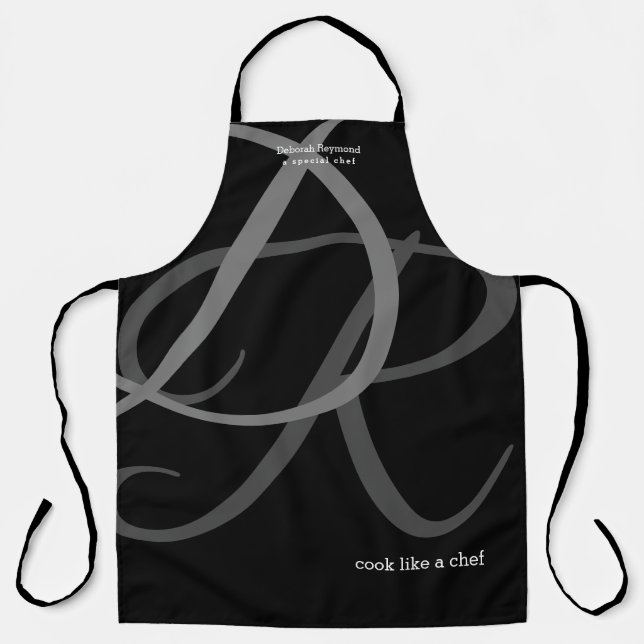 special chef monogram black apron (Front)