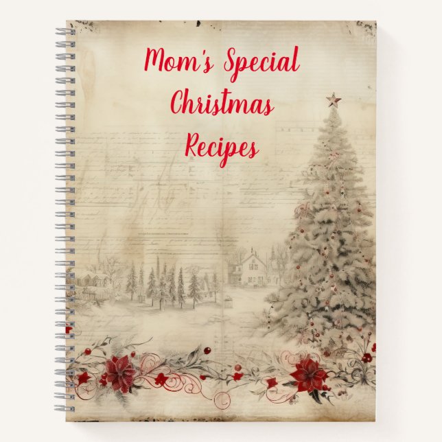 Special Christmas Recipes. Pine trees and snow Notebook (Front)