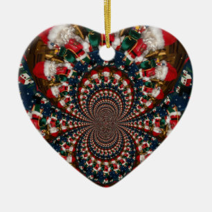 Special Christmas Santa Kaleidoscope Design Ceramic Ornament