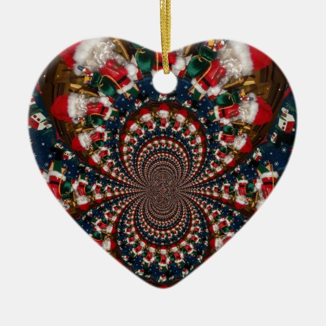 Special Christmas Santa Kaleidoscope Design Ceramic Ornament (Front)
