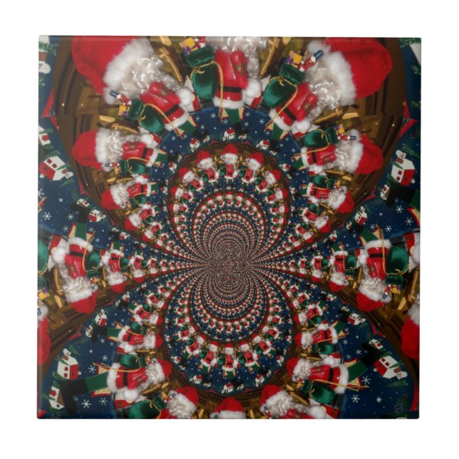 Special Christmas Santa Kaleidoscope Design Ceramic Tile (Front)