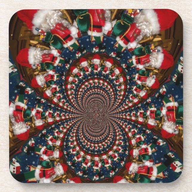 Special Christmas Santa Kaleidoscope Design Coaster (Front)