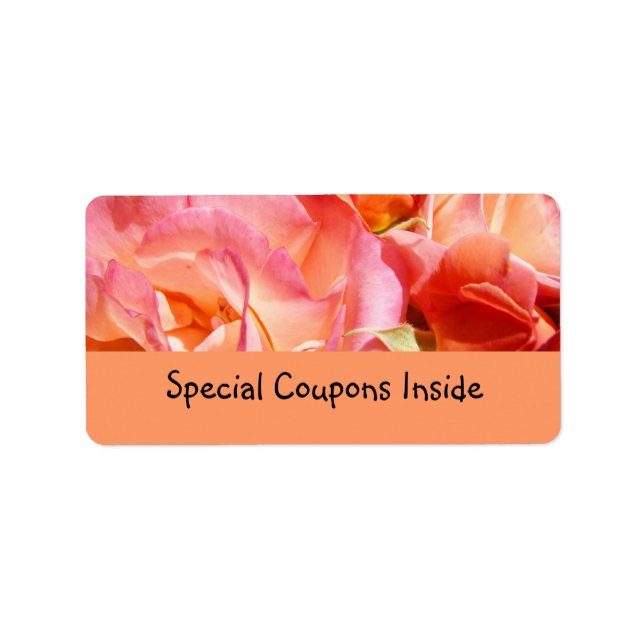 Special Coupons Inside labels Pink Orange Roses (Front)