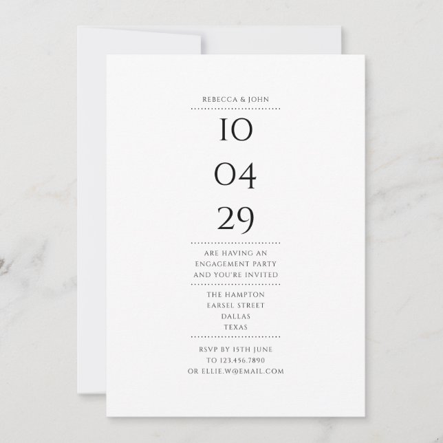 Special Date Modern Simple Engagement Party Invitation (Front)