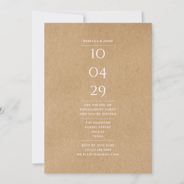 Special Date Modern Simple Engagement Party Rustic Invitation (Front)